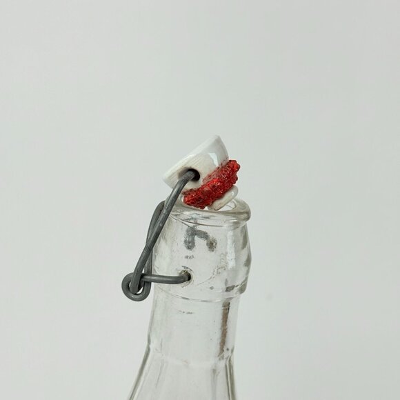 Vintage 13" Italian Glass Bottle With Ceramic Stopper Swing Top Closure Clear - Picture 2 of 9